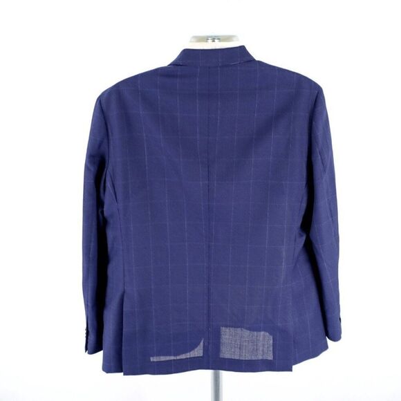 Tommy Hilfiger Blue Wool Polyester Unconstructed Shoulder Windowpane Blazer 42R - Picture 7 of 15